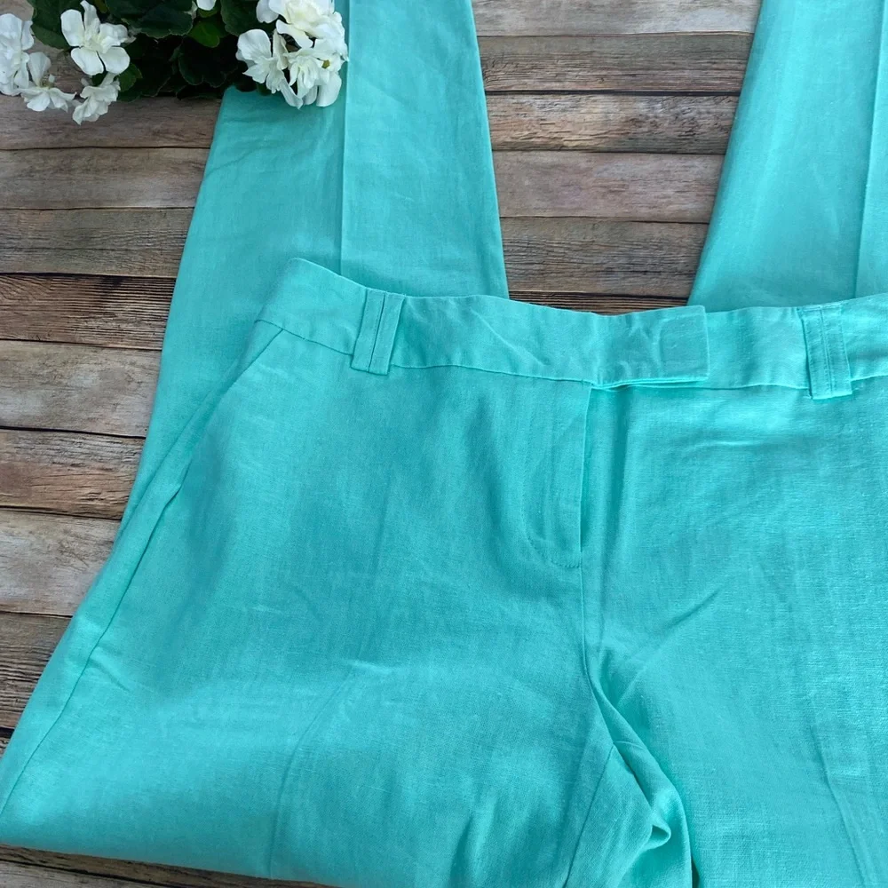 Cato Classic Mint Green Linen Blend Straight Leg Pants Size 6 NEW - Picture 7 of 12